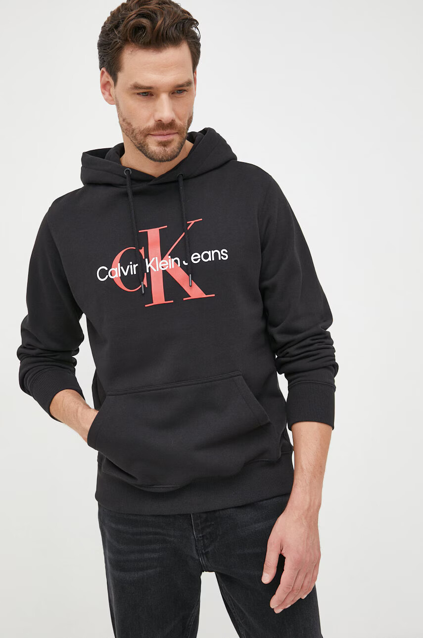 Calvin Klein Jeans Памучен суичър в черно с принт - Pepit.bg