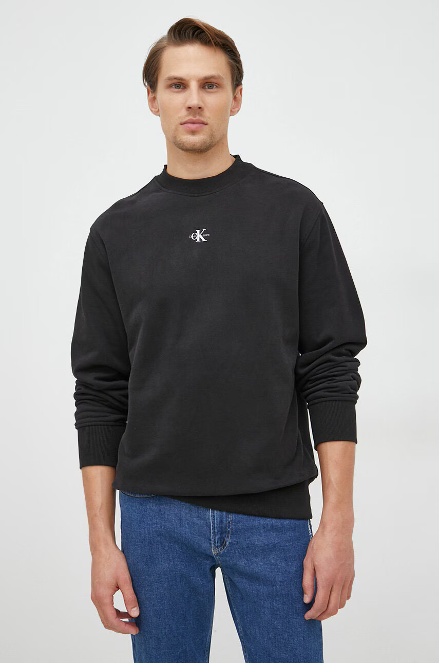 Calvin Klein Jeans Памучен суичър в черно с принт - Pepit.bg