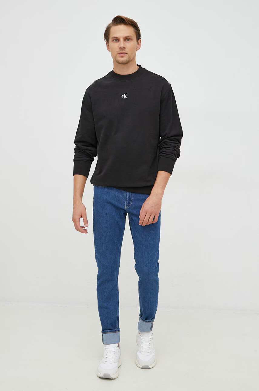 Calvin Klein Jeans Памучен суичър в черно с принт - Pepit.bg