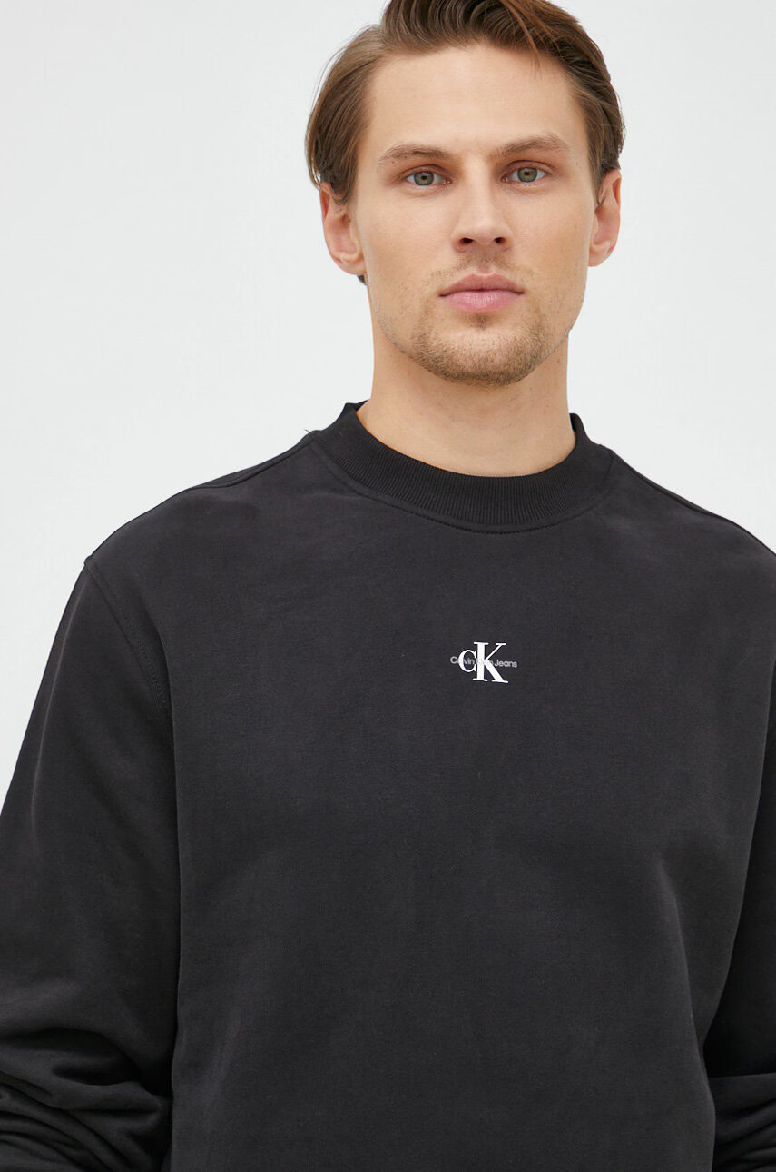 Calvin Klein Jeans Памучен суичър в черно с принт - Pepit.bg