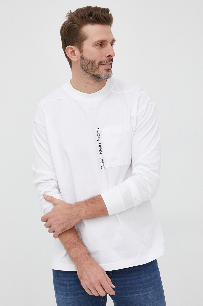 Calvin Klein Jeans Памучна блуза с дълги ръкави - Pepit.bg