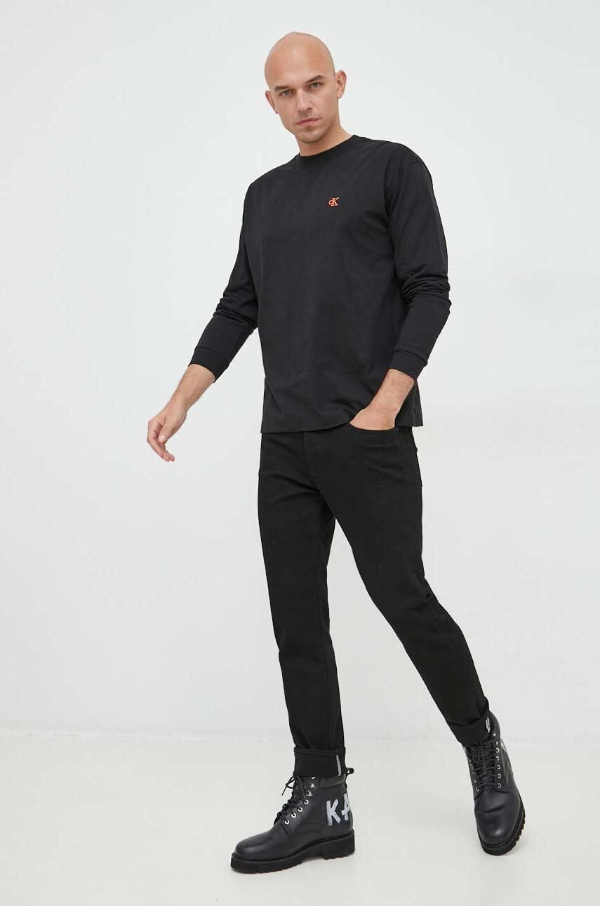 Calvin Klein Jeans Памучна блуза с дълги ръкави - Pepit.bg