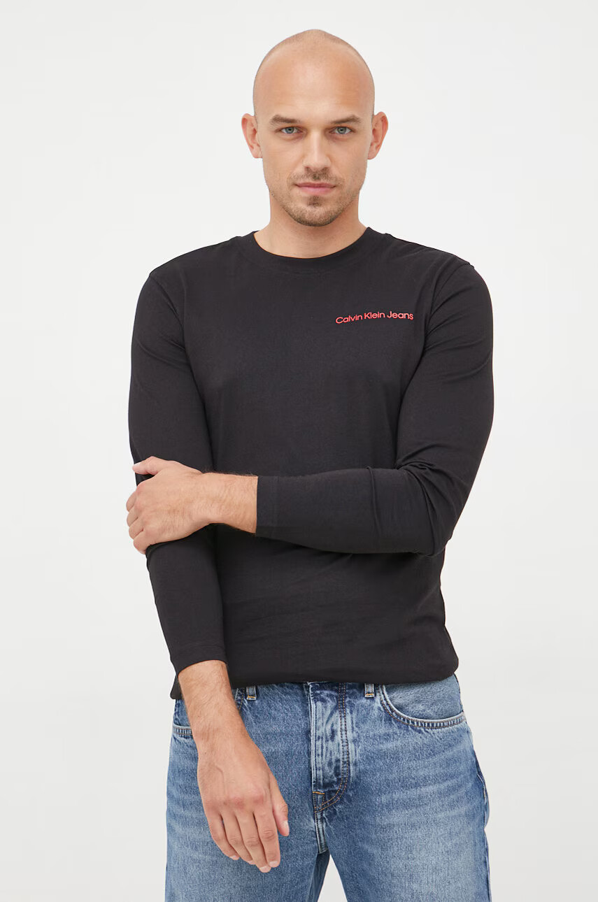 Calvin Klein Jeans Памучна блуза с дълги ръкави - Pepit.bg