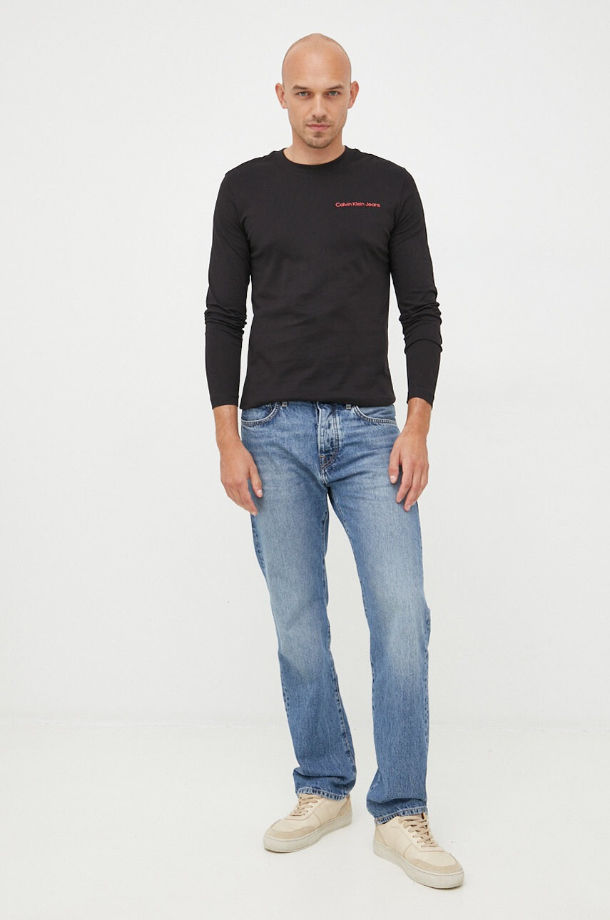 Calvin Klein Jeans Памучна блуза с дълги ръкави - Pepit.bg