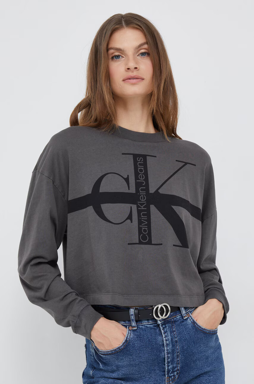 Calvin Klein Jeans Памучна блуза с дълги ръкави - Pepit.bg