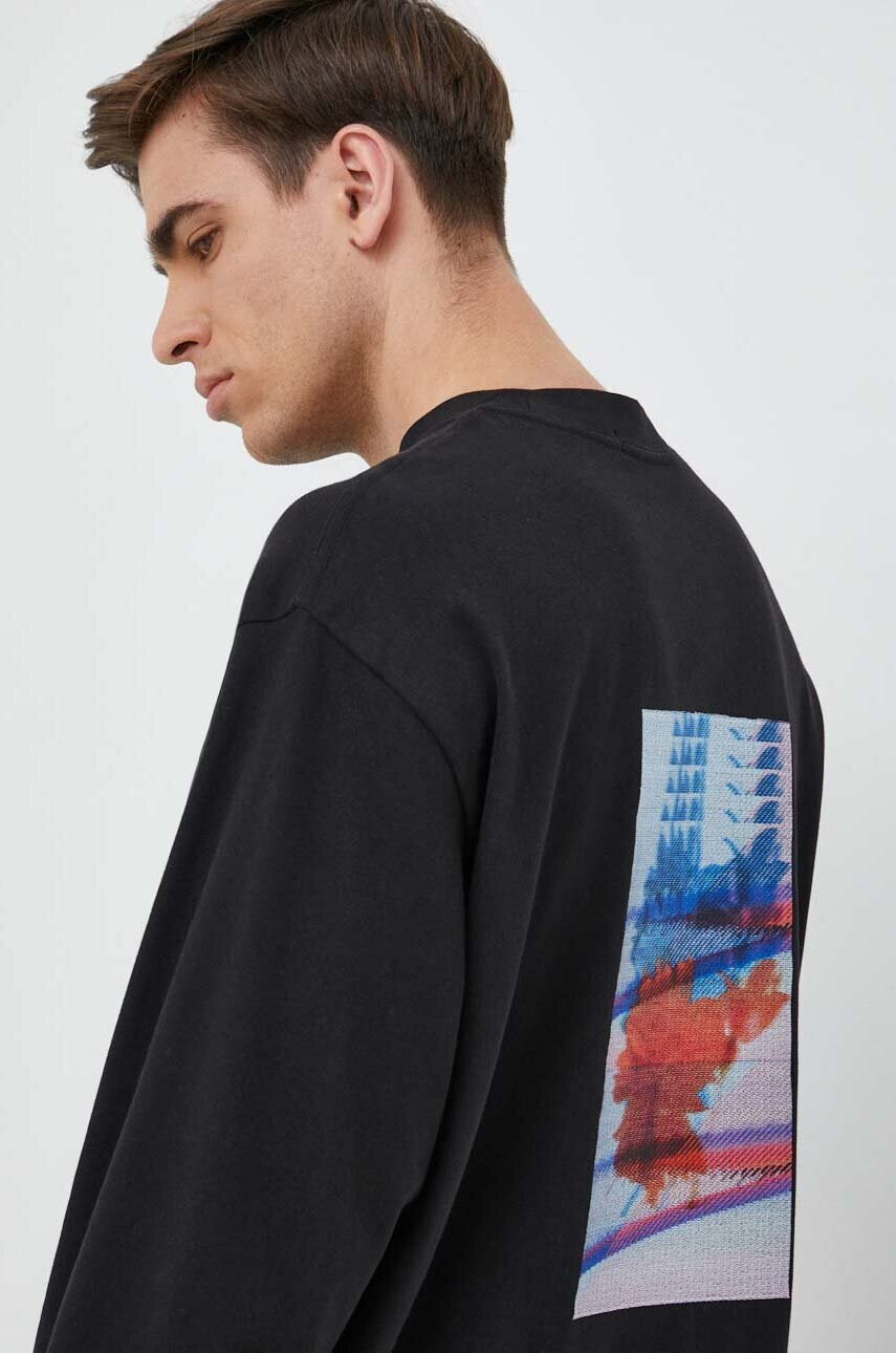 Calvin Klein Jeans Памучна блуза с дълги ръкави в черно - Pepit.bg