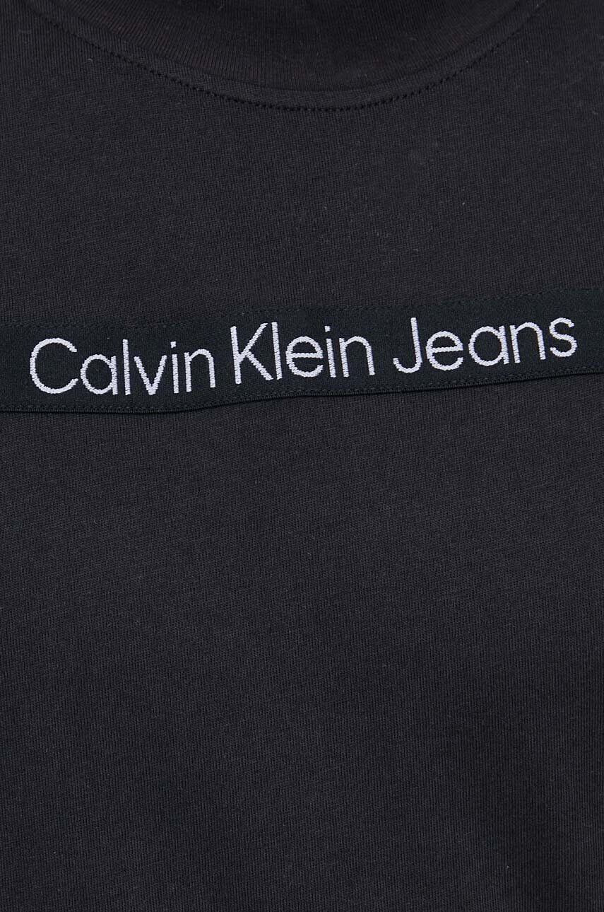 Calvin Klein Jeans Памучна тениска в черно с апликация - Pepit.bg