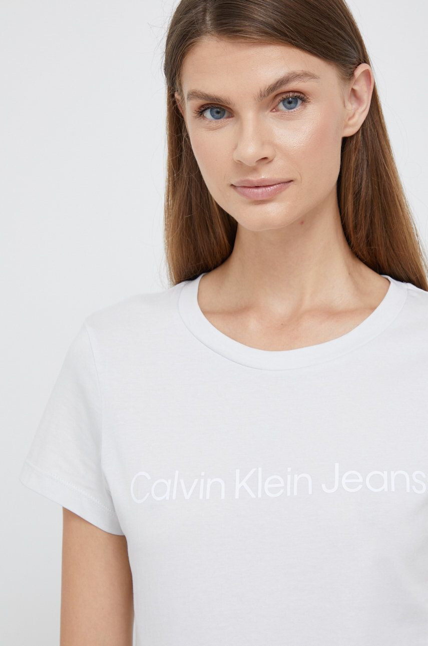 Calvin Klein Jeans Памучна тениска в сиво - Pepit.bg