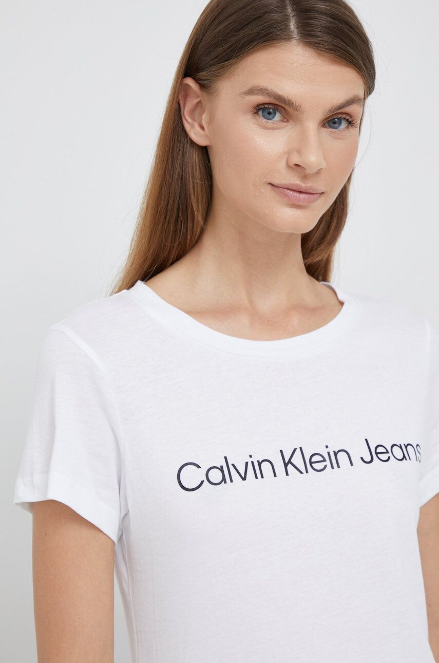 Calvin Klein Jeans Памучна тениска в сиво - Pepit.bg