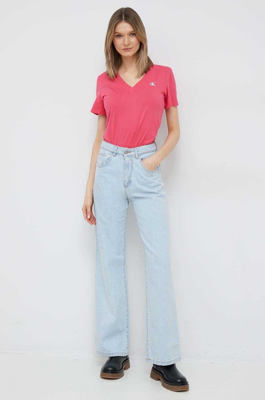 Calvin Klein Jeans Памучна тениска в розово - Pepit.bg