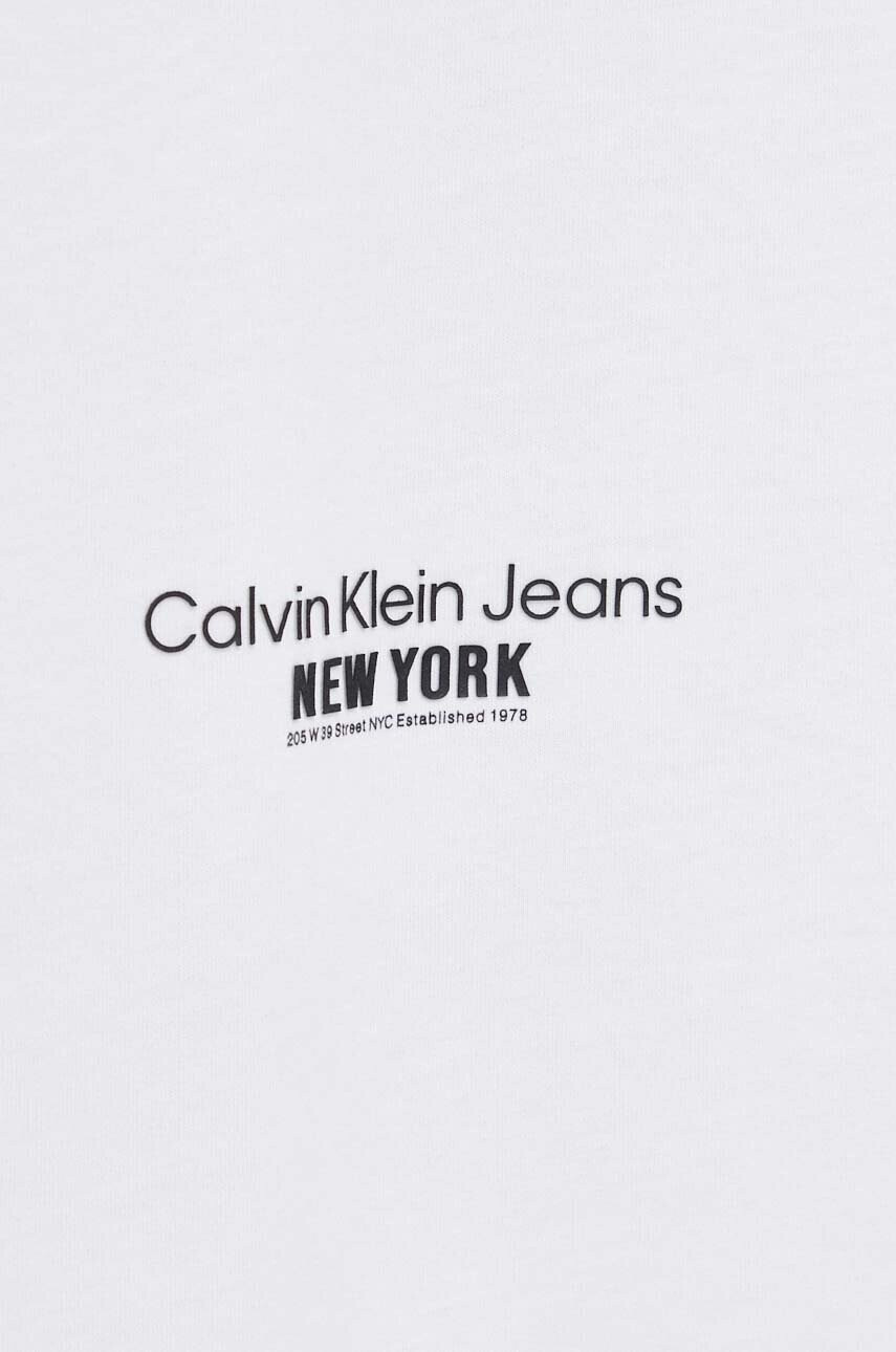 Calvin Klein Jeans Памучна тениска в бяло с принт - Pepit.bg