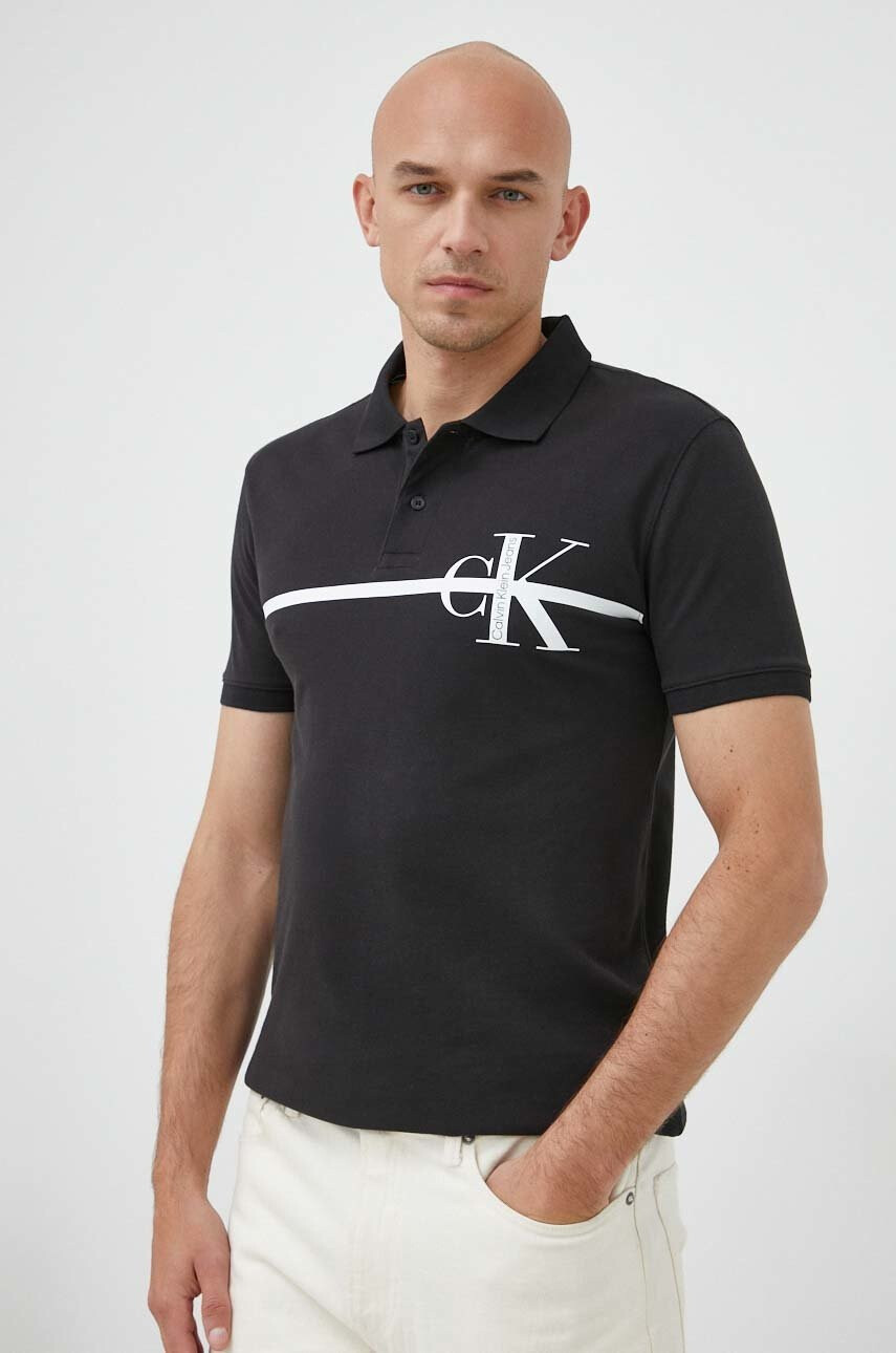 Calvin Klein Jeans Памучна тениска с яка - Pepit.bg