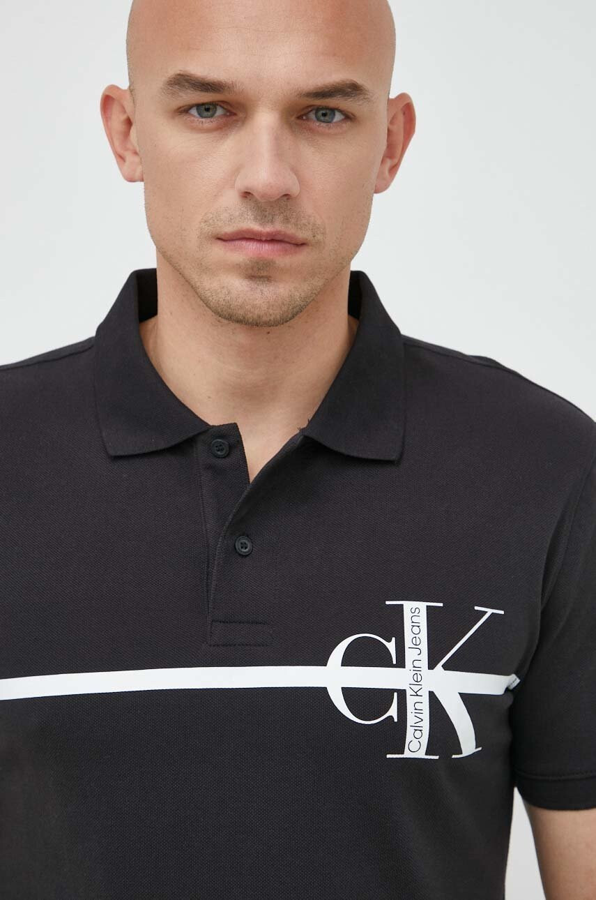 Calvin Klein Jeans Памучна тениска с яка - Pepit.bg