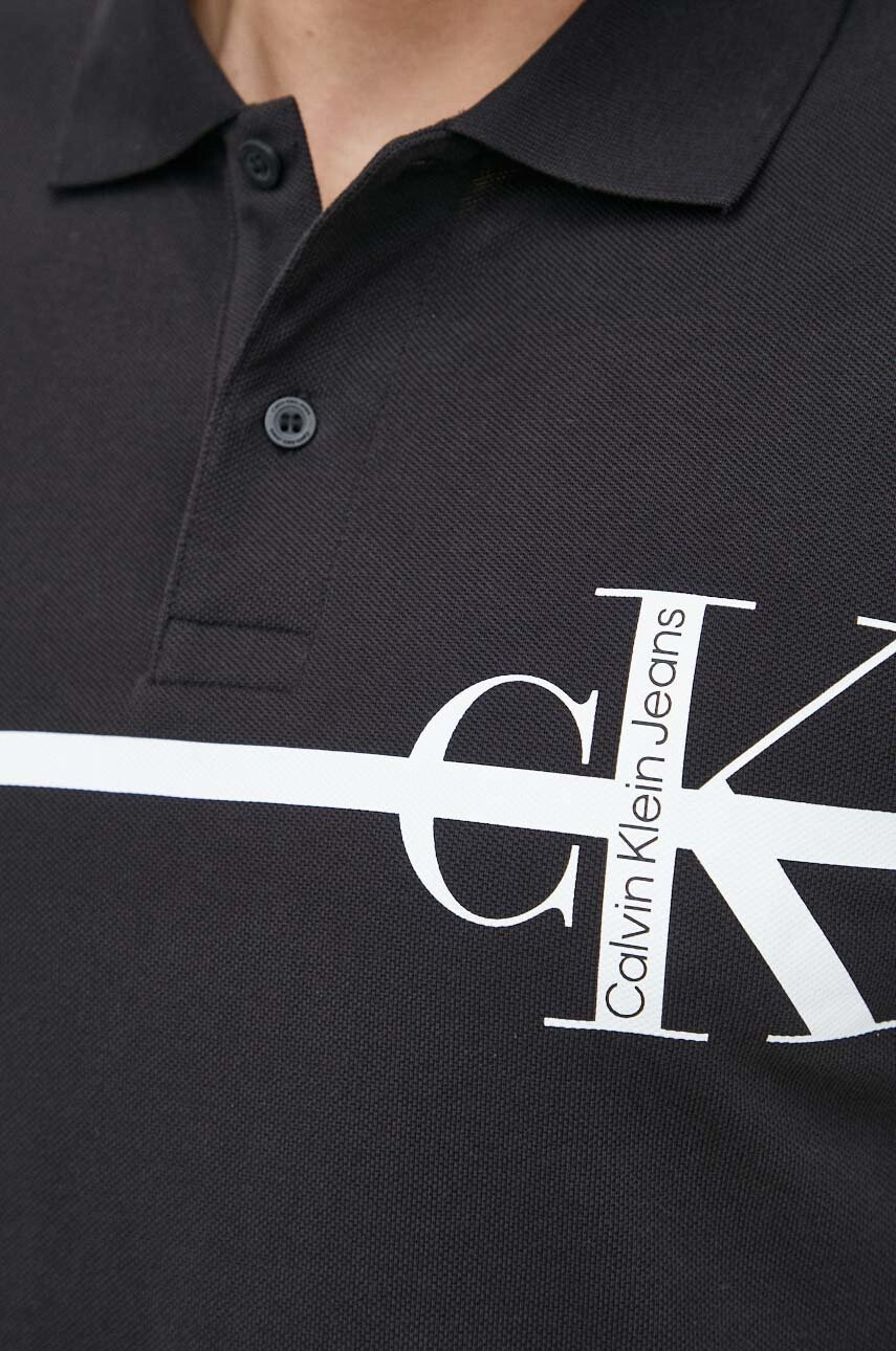 Calvin Klein Jeans Памучна тениска с яка - Pepit.bg