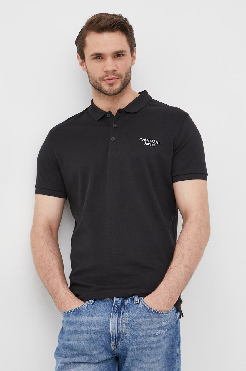 Calvin Klein Jeans Памучна тениска с яка - Pepit.bg
