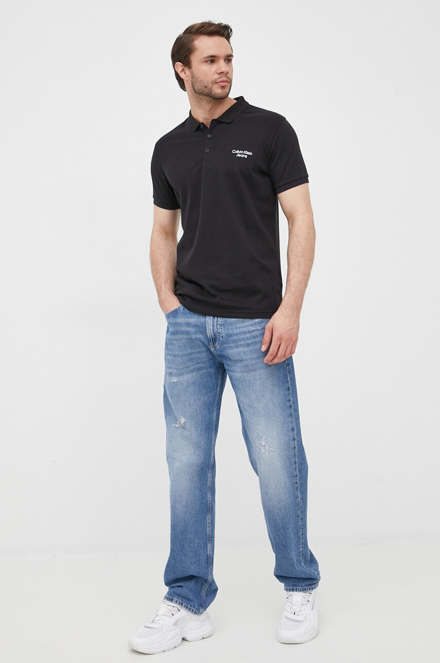 Calvin Klein Jeans Памучна тениска с яка - Pepit.bg