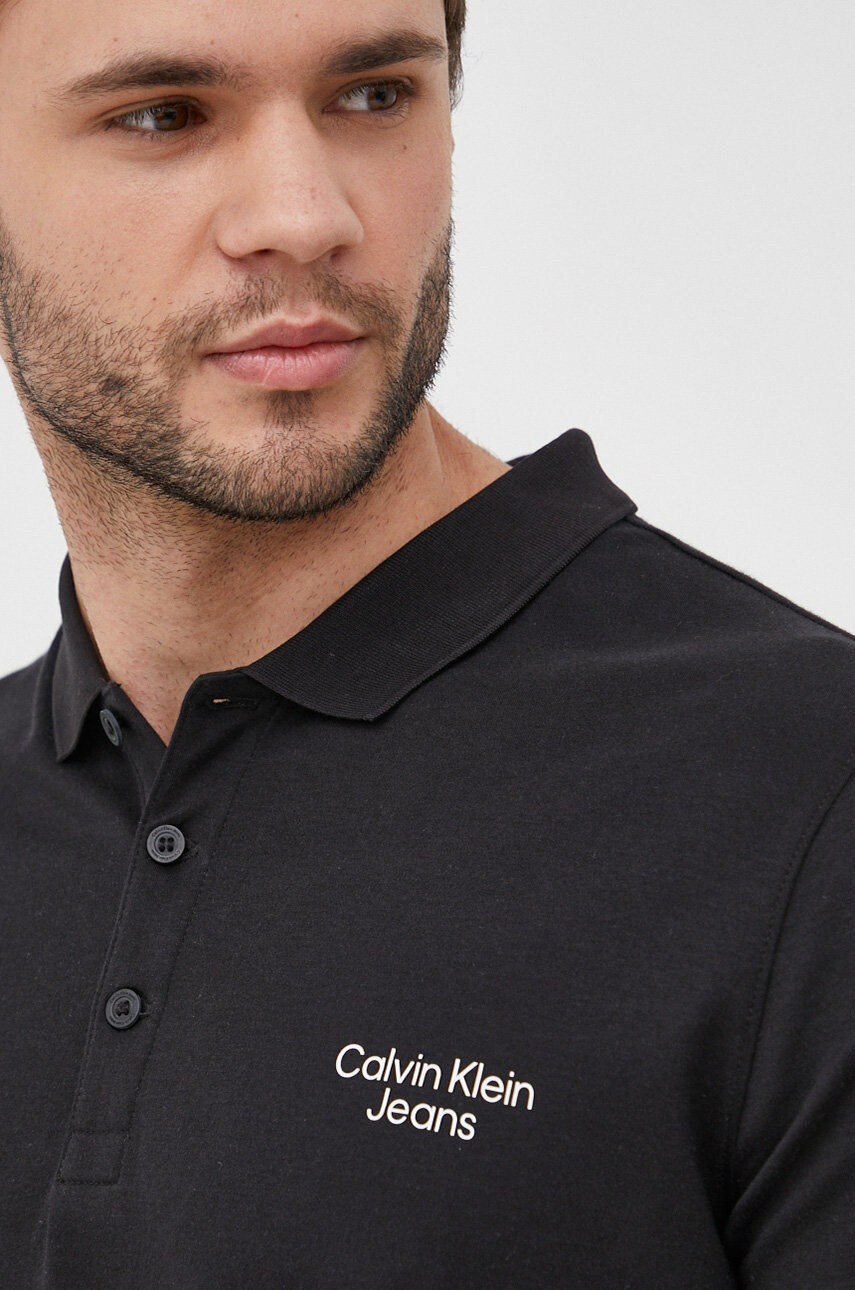 Calvin Klein Jeans Памучна тениска с яка - Pepit.bg