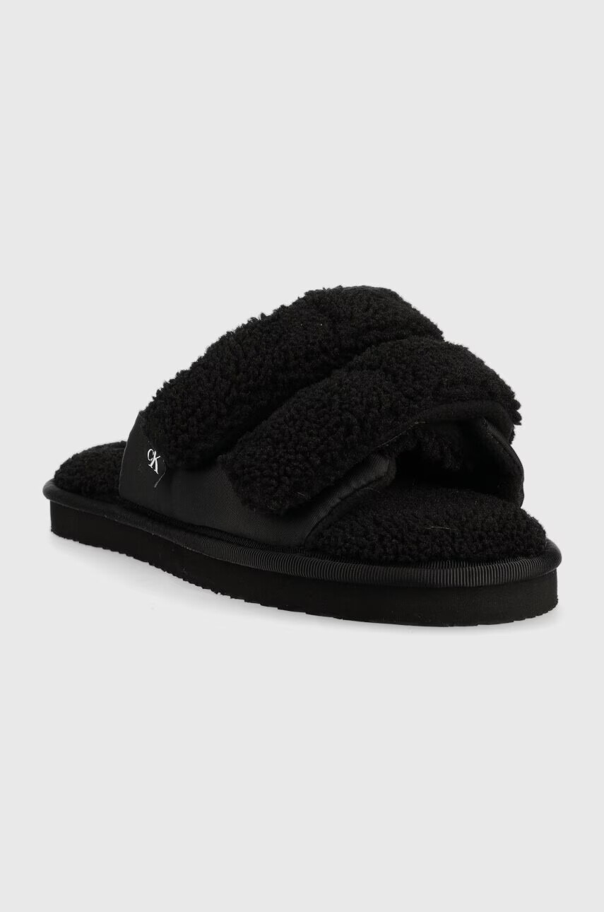 Calvin Klein Jeans Пантофи HOME SLIDE VELCRO SHEARLING в черно YW0YW00861 - Pepit.bg