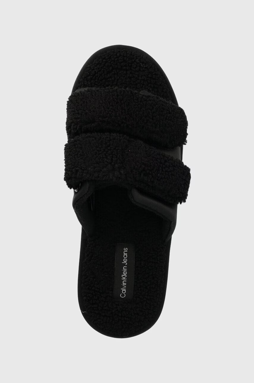 Calvin Klein Jeans Пантофи HOME SLIDE VELCRO SHEARLING в черно YW0YW00861 - Pepit.bg