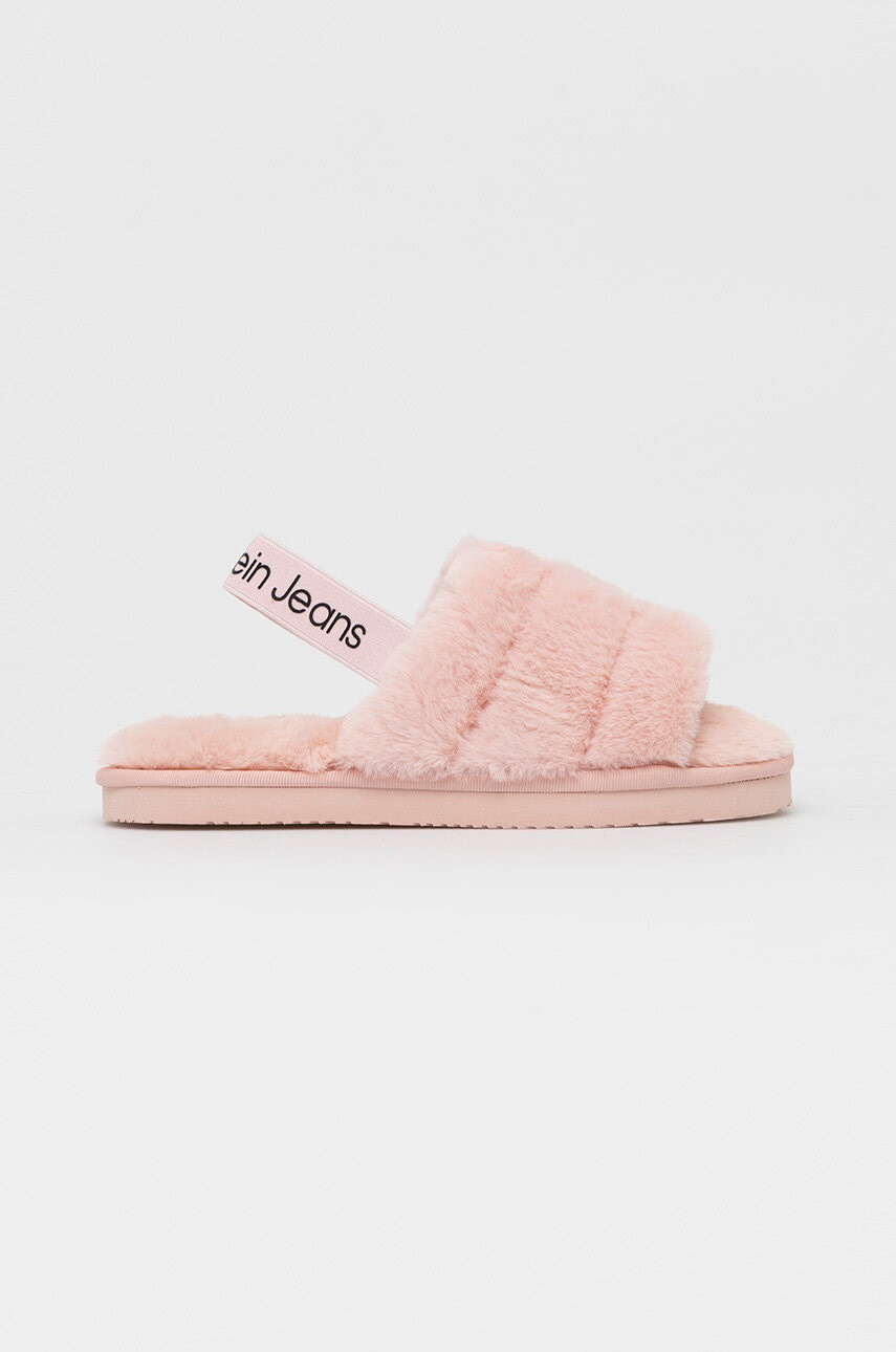 Calvin Klein Jeans Пантофи Home Slipper Fakefur Elastic в розово - Pepit.bg