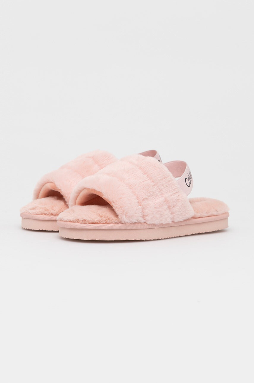 Calvin Klein Jeans Пантофи Home Slipper Fakefur Elastic в розово - Pepit.bg