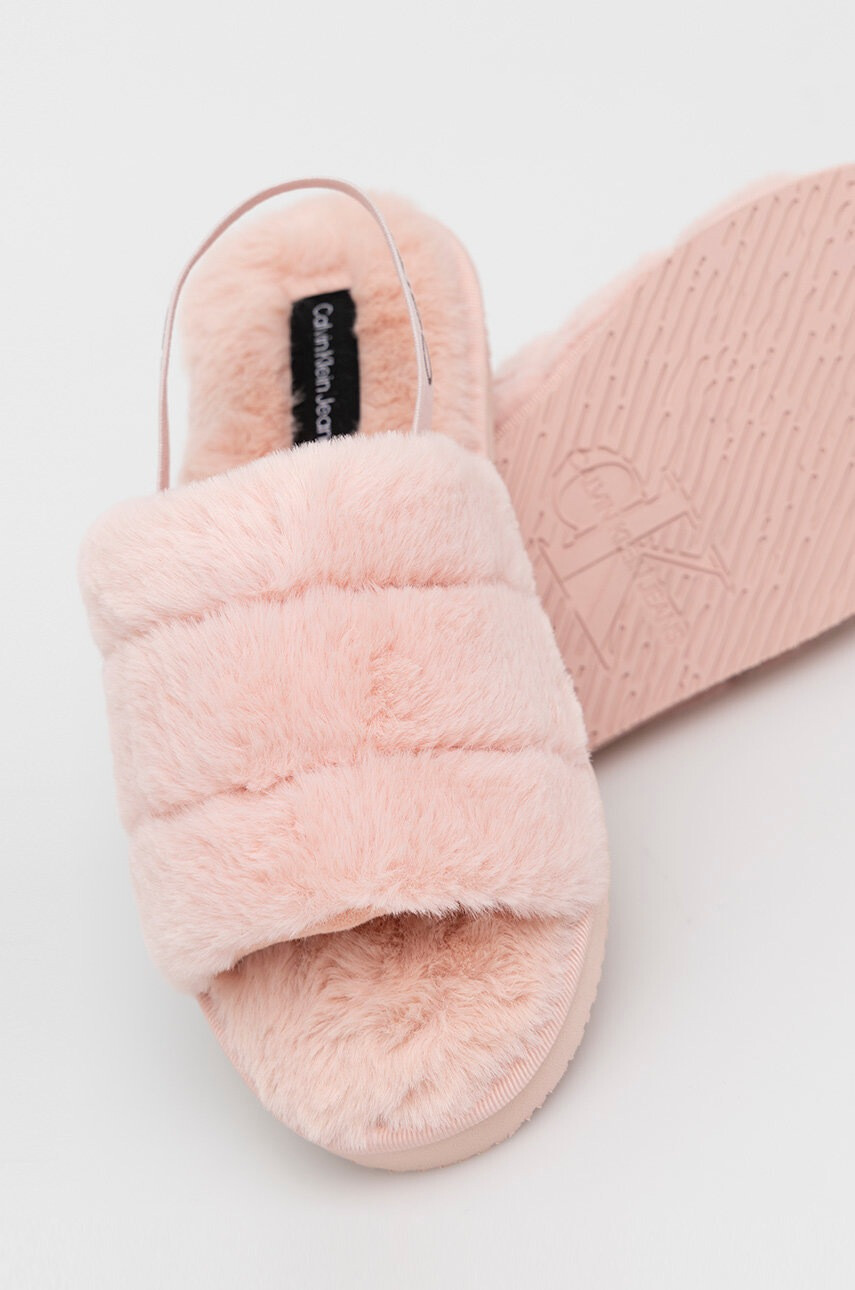 Calvin Klein Jeans Пантофи Home Slipper Fakefur Elastic в розово - Pepit.bg