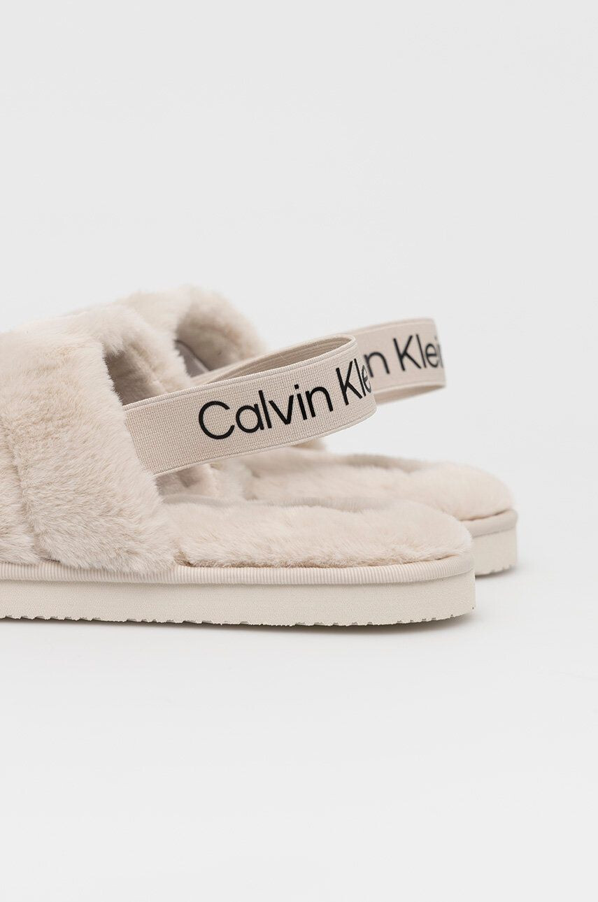 Calvin Klein Jeans Пантофи Home Slipper Fakefur Elastic в бежово - Pepit.bg