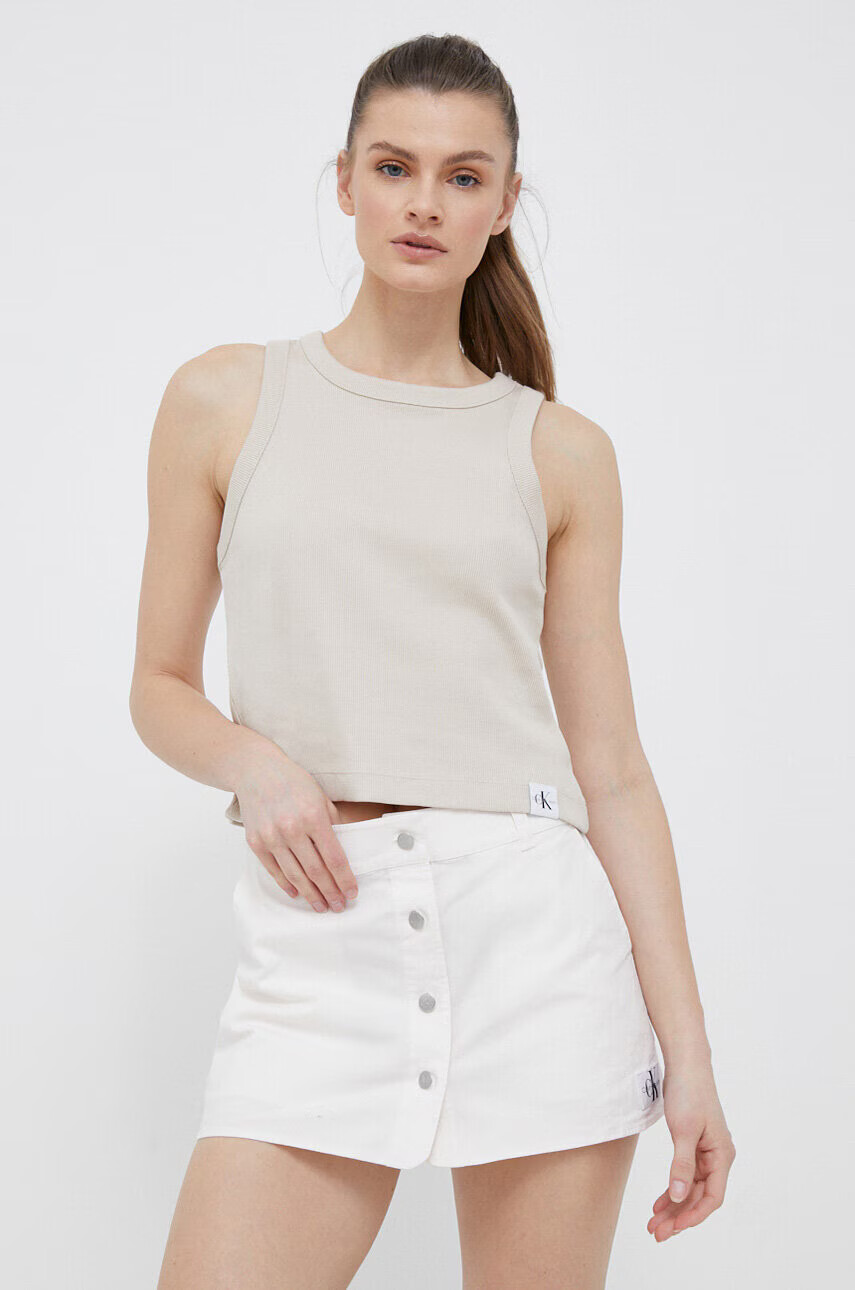 Calvin Klein Jeans Пола в бяло къс модел със стандартна кройка - Pepit.bg