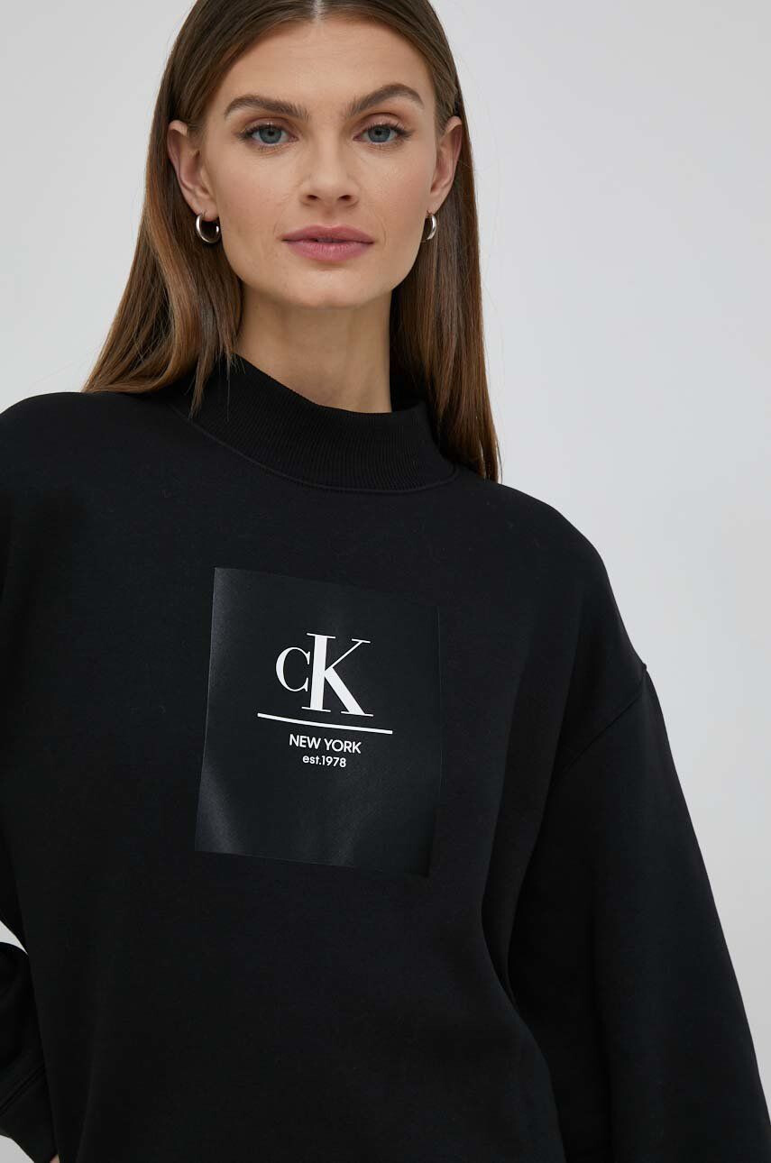 Calvin Klein Jeans Рокля в черно къс модел с уголемена кройка - Pepit.bg