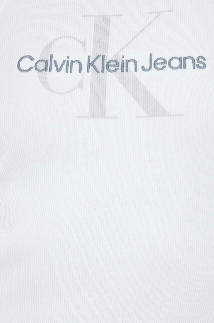 Calvin Klein Jeans Рокля в бяло къс модел с кройка по тялото - Pepit.bg