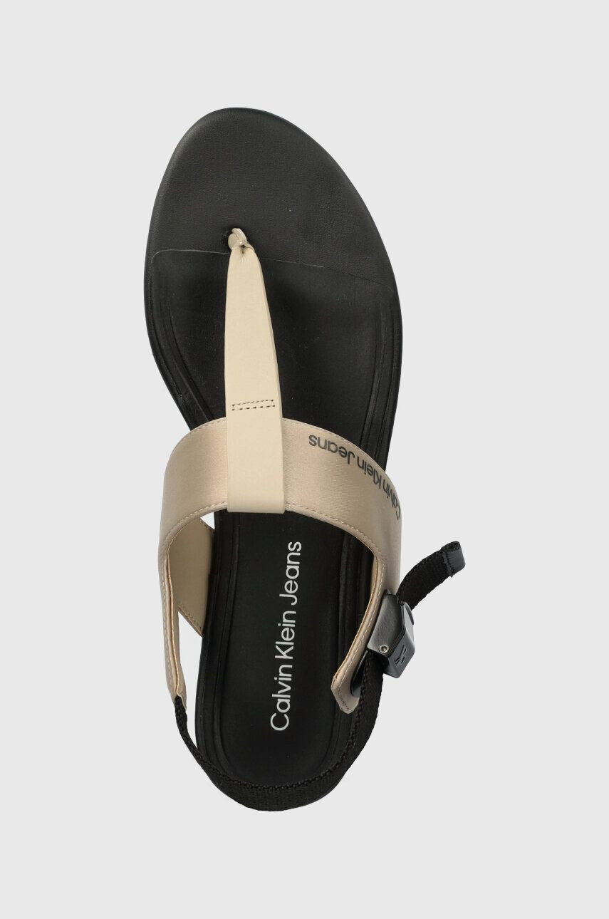 Calvin Klein Jeans Сандали FLAT TOEPOST SANDAL SATIN/HW в черно YW0YW00957 - Pepit.bg