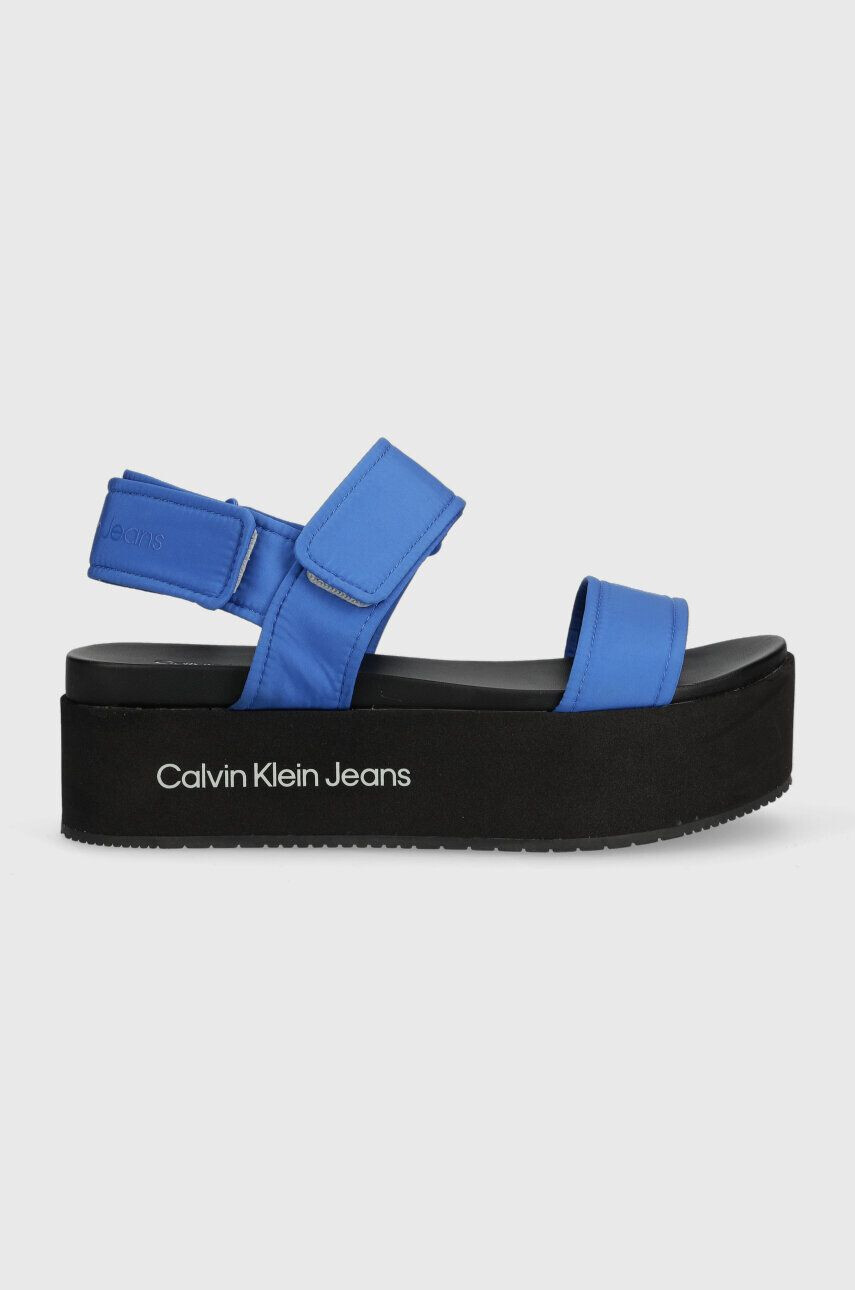 Calvin Klein Jeans Сандали FLATFORM SANDAL SOFTNY в синьо с платформа YW0YW00965 - Pepit.bg