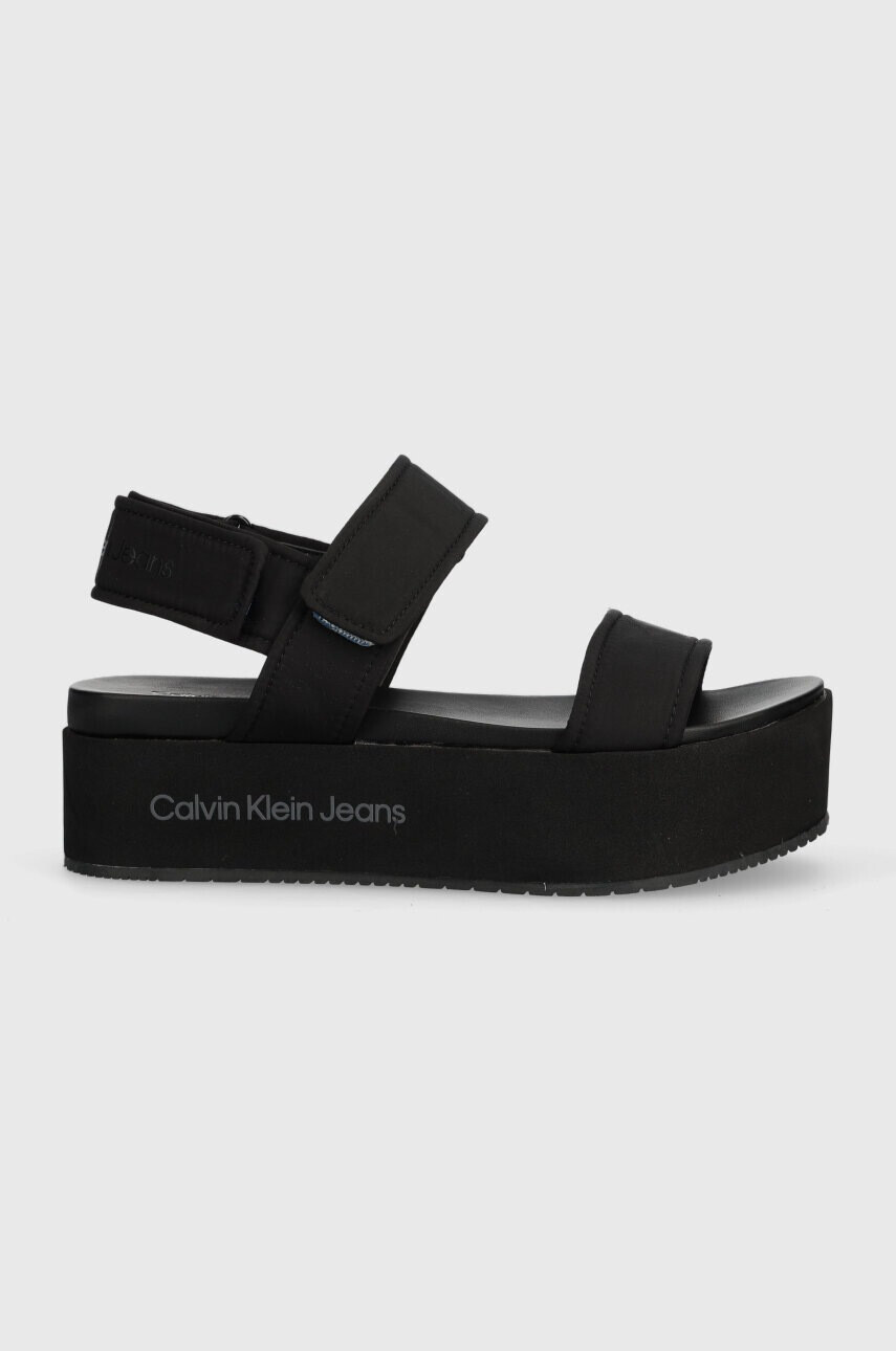 Calvin Klein Jeans Сандали FLATFORM SANDAL SOFTNY в черно с платформа YW0YW00965 - Pepit.bg