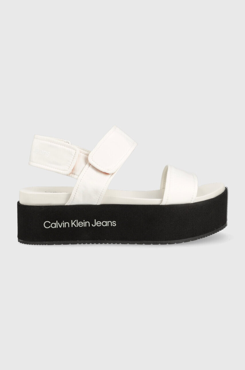 Calvin Klein Jeans Сандали FLATFORM SANDAL SOFTNY в бяло с платформа YW0YW00965 - Pepit.bg