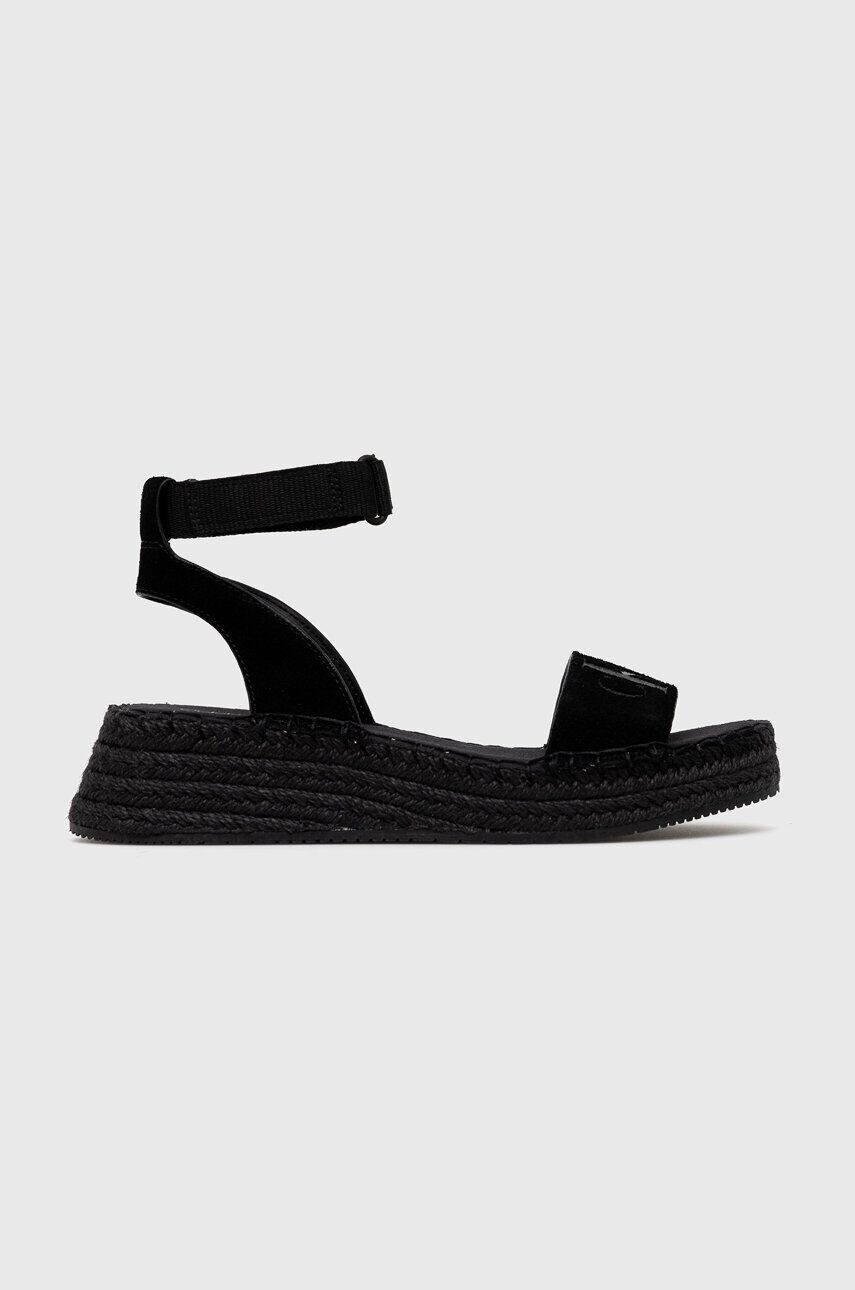 Calvin Klein Jeans Сандали SPORTY WEDGE ROPE SU CON в черно с платформа YW0YW00977 - Pepit.bg