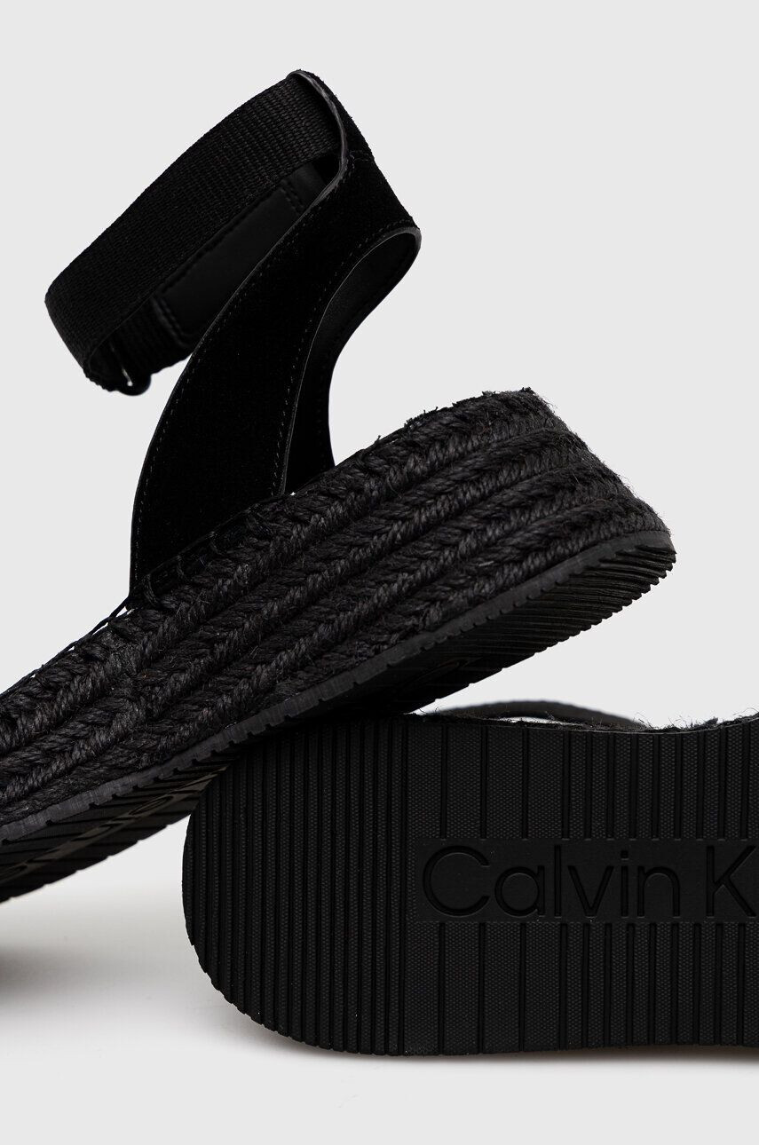 Calvin Klein Jeans Сандали SPORTY WEDGE ROPE SU CON в черно с платформа YW0YW00977 - Pepit.bg