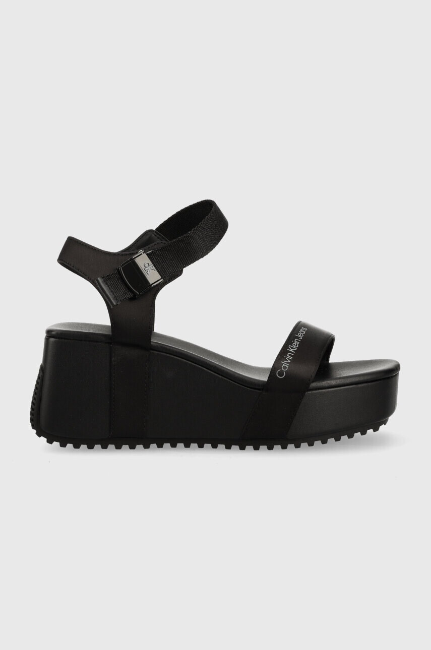 Calvin Klein Jeans Сандали WEDGE BLCOK SANDAL SATIN/HW - Pepit.bg