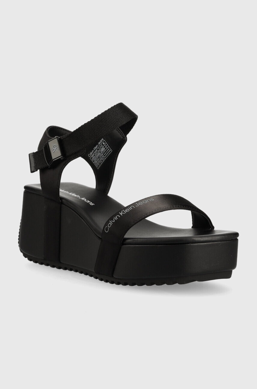 Calvin Klein Jeans Сандали WEDGE BLCOK SANDAL SATIN/HW - Pepit.bg