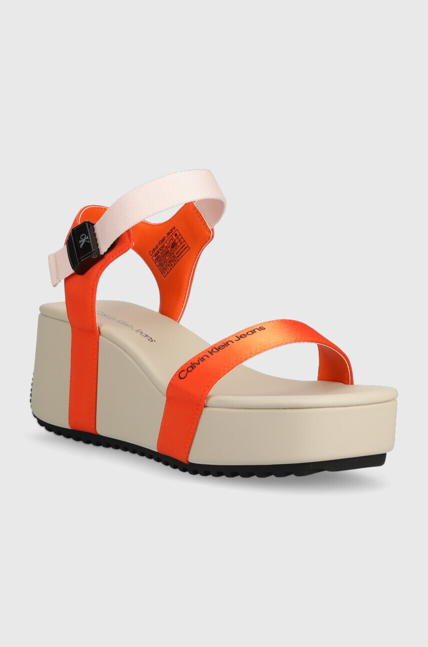 Calvin Klein Jeans Сандали WEDGE BLCOK SANDAL SATIN/HW - Pepit.bg