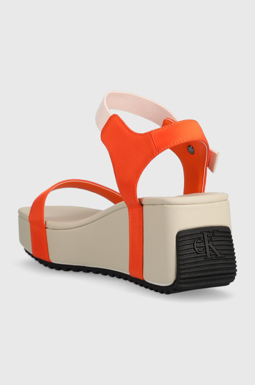 Calvin Klein Jeans Сандали WEDGE BLCOK SANDAL SATIN/HW - Pepit.bg
