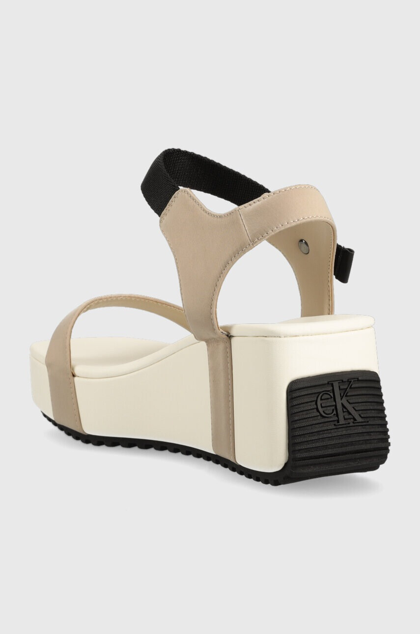 Calvin Klein Jeans Сандали WEDGE BLCOK SANDAL SATIN/HW в бяло с платформа YW0YW00980 - Pepit.bg