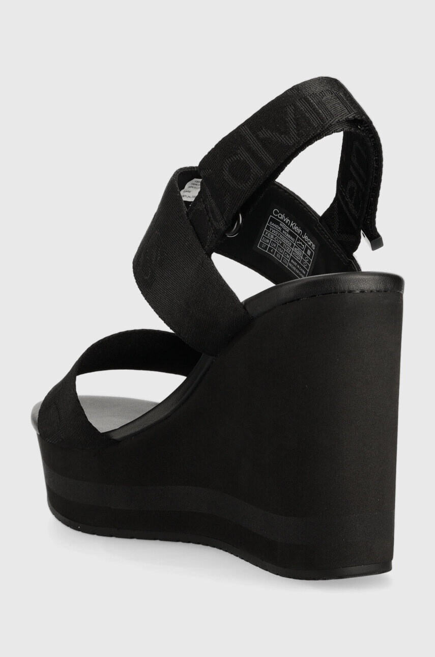 Calvin Klein Jeans Сандали WEDGE SANDAL WEBBING в черно със скосена платформа YW0YW00959 - Pepit.bg
