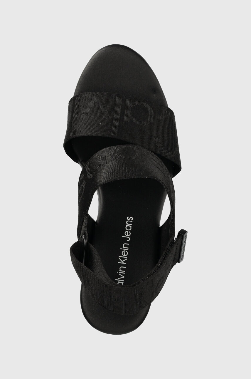 Calvin Klein Jeans Сандали WEDGE SANDAL WEBBING в черно със скосена платформа YW0YW00959 - Pepit.bg