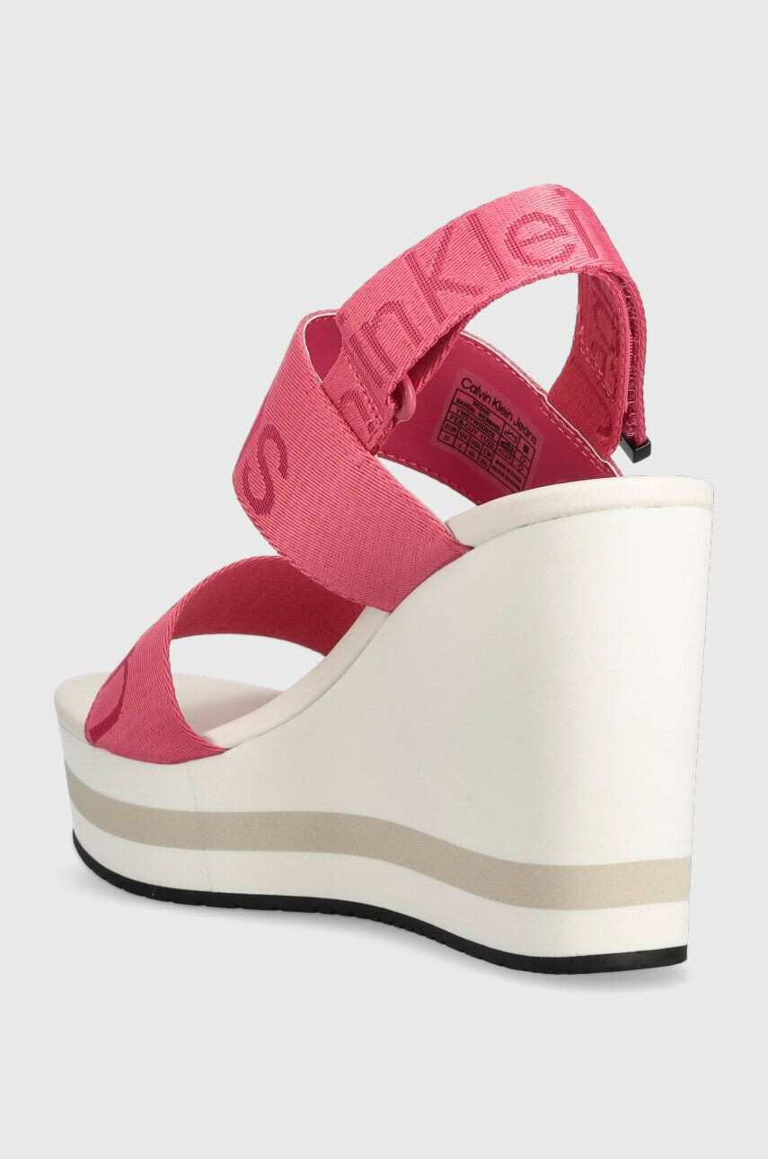 Calvin Klein Jeans Сандали WEDGE SANDAL WEBBING в розово със скосена платформа YW0YW00959 - Pepit.bg