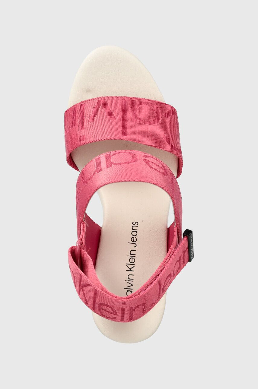 Calvin Klein Jeans Сандали WEDGE SANDAL WEBBING в розово със скосена платформа YW0YW00959 - Pepit.bg