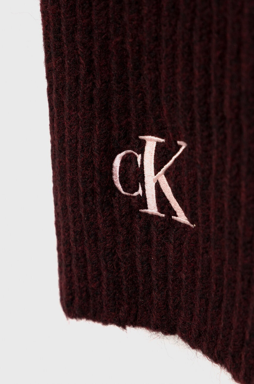 Calvin Klein Jeans Шапка и шал с вълна в бордо - Pepit.bg