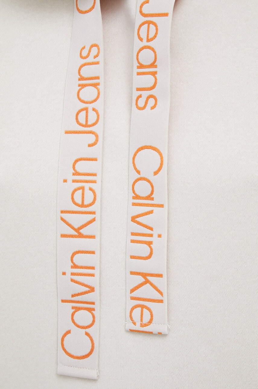 Calvin Klein Jeans Суичър в бяло с качулка с принт - Pepit.bg