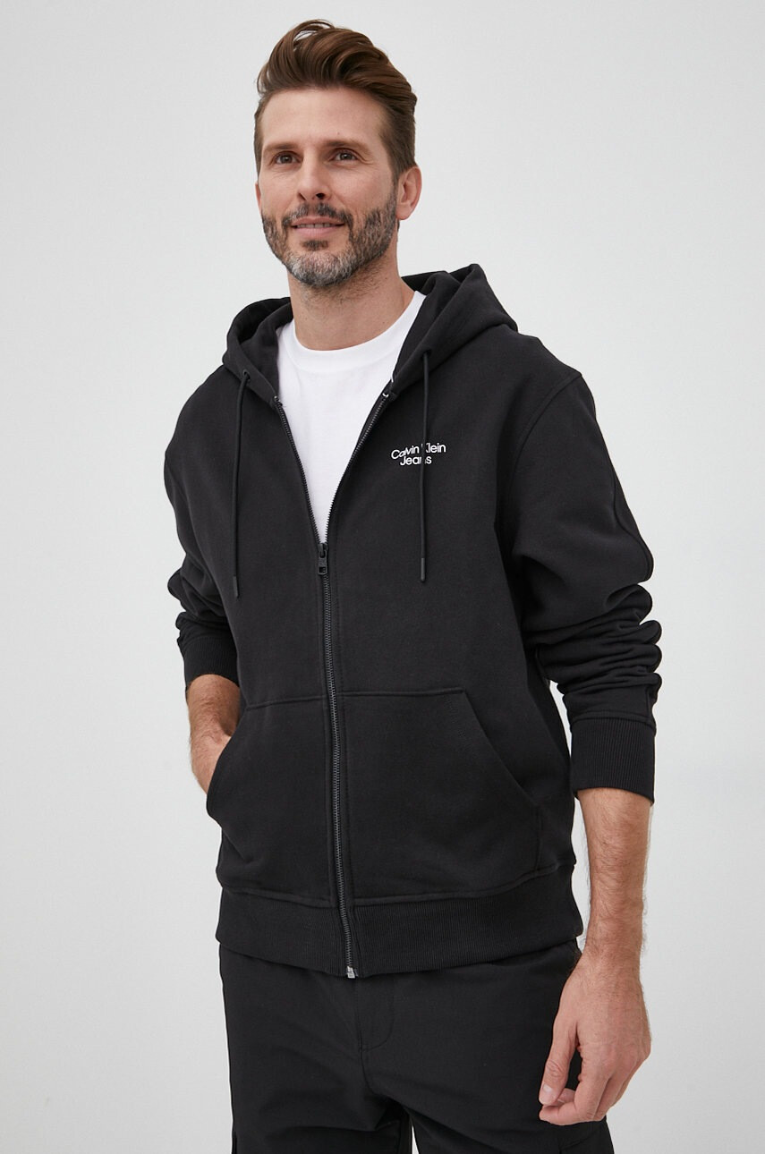 Calvin Klein Jeans Суичър мъжка в черно с изчистен дизайн - Pepit.bg