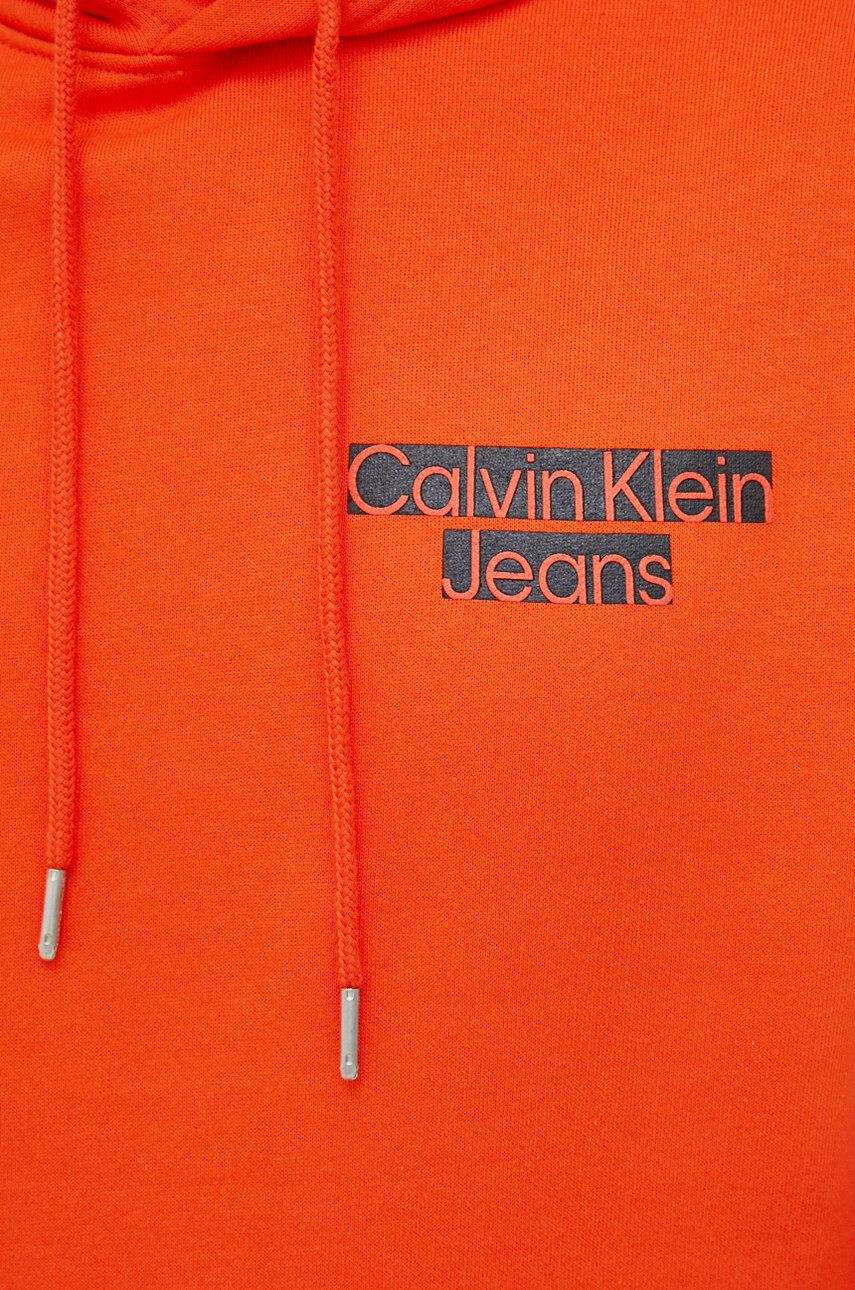 Calvin Klein Jeans Суичър в оранжево с качулка с принт - Pepit.bg