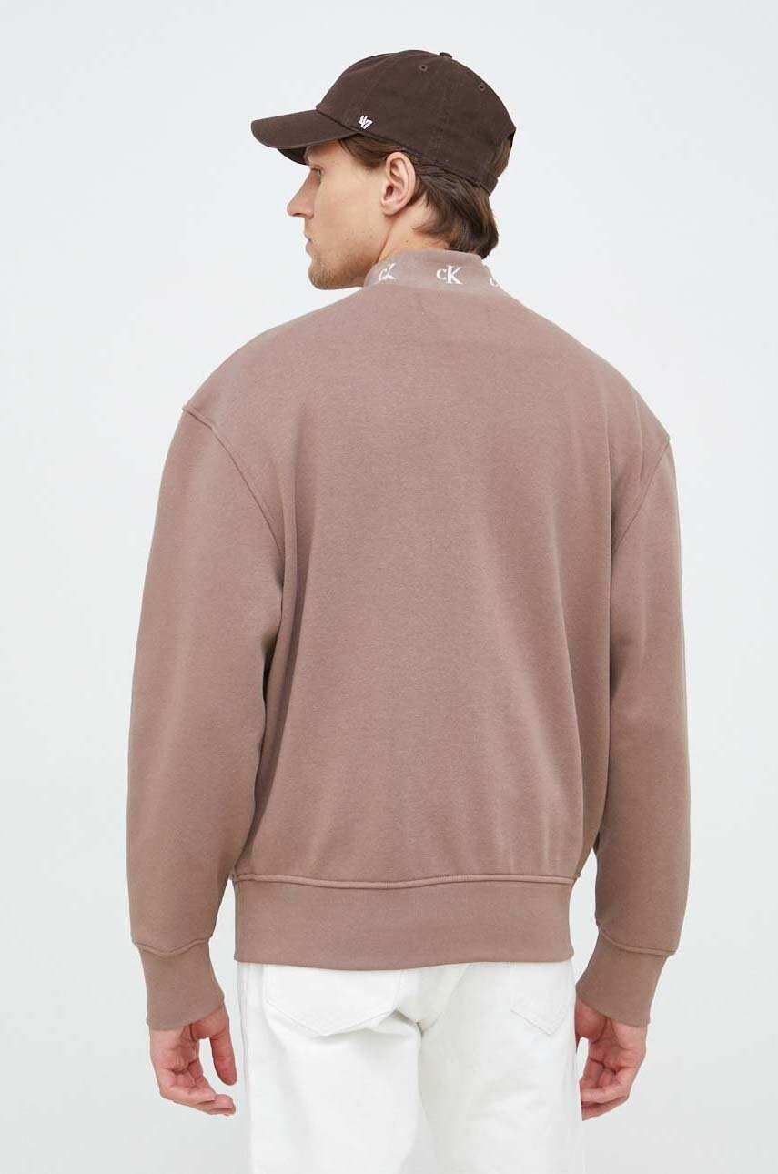 Calvin Klein Jeans Суичър в кафяво с принт - Pepit.bg